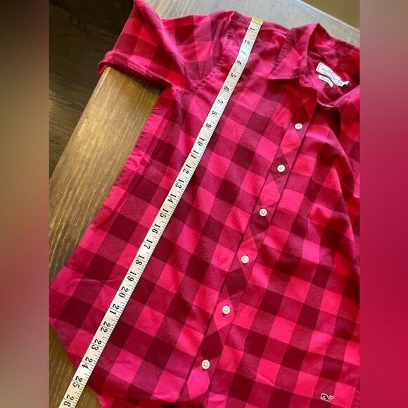 Vineyard Vines Red/Pink Check Button Down Shirt 4 - Picture 10 of 10